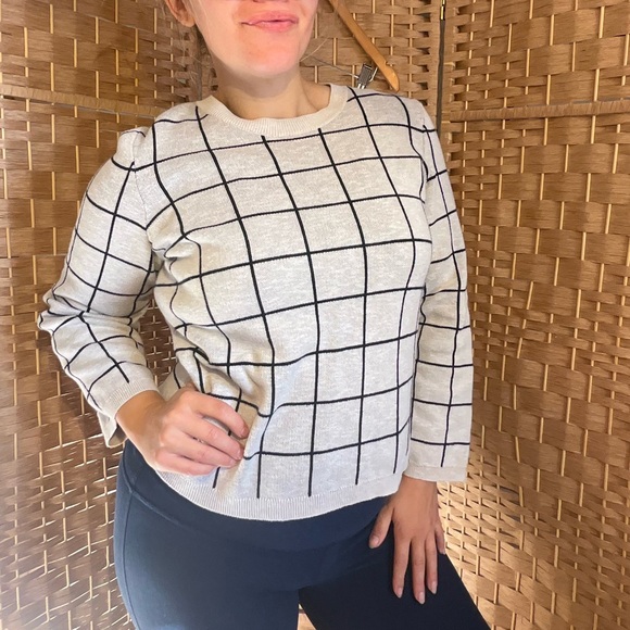 Madewell Grid Lace-Back Sweater - Picture 2 of 12